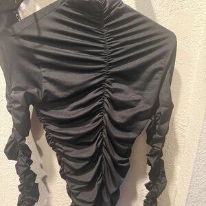 Zara Med Black Ruched Long Sleeve top